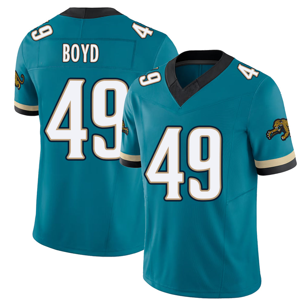 Jacksonville #49 Brady Football V Neck Short Sleeve Teal Jersey Boyd For Men Youth Women Gift