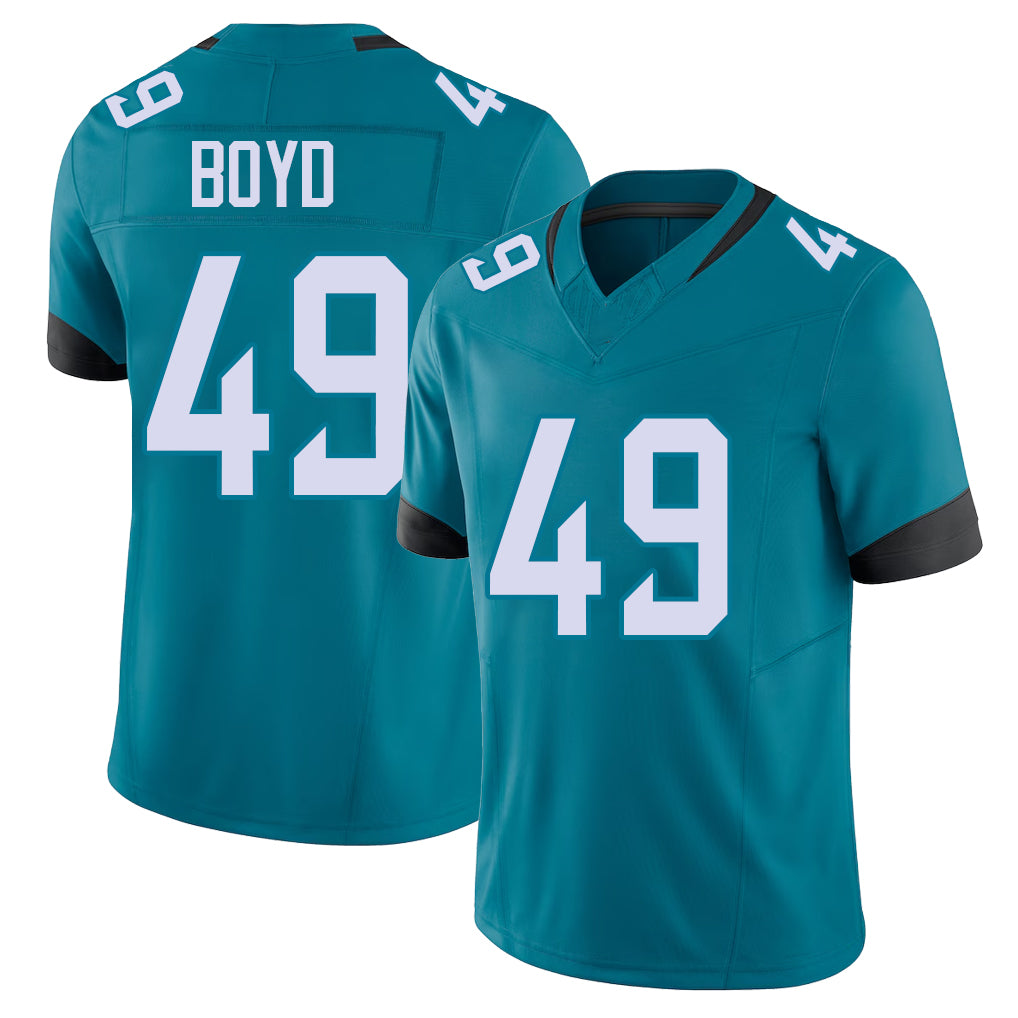 Jacksonville #49 Brady Football V Neck Short Sleeve Teal Jersey Boyd For Men Youth Women Gift