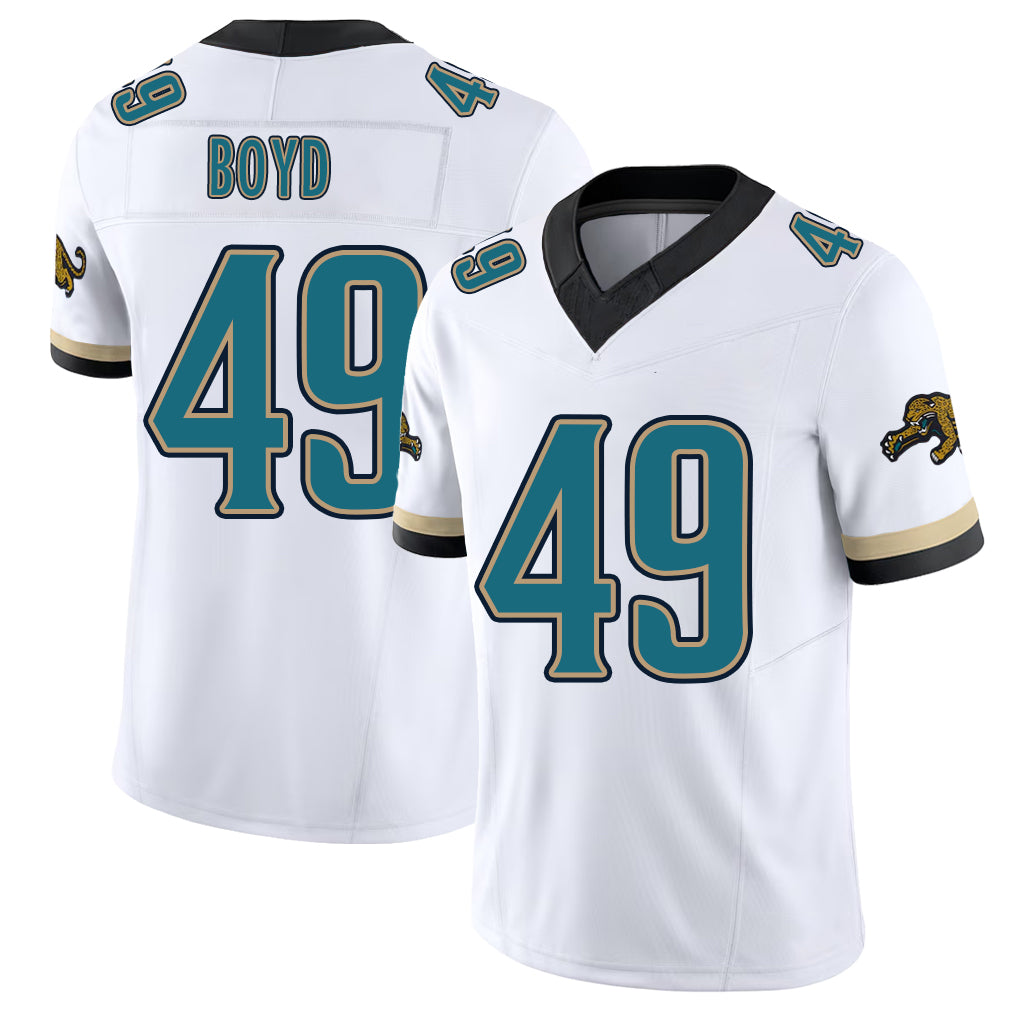 Jacksonville #49 Brady Football V Neck Short Sleeve White Jersey Boyd For Men Youth Women Gift