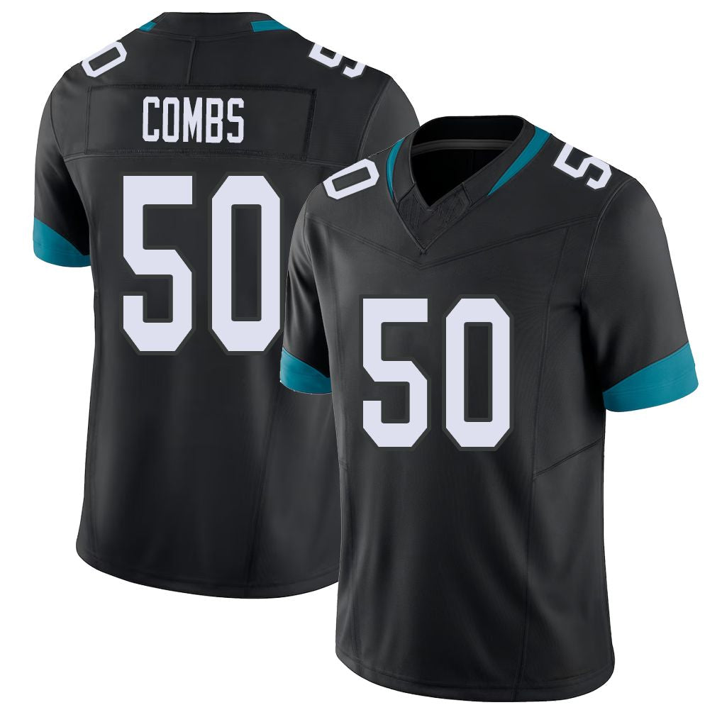 Jacksonville #50 Branson Football V Neck Short Sleeve Black Jersey Combs For Men Youth Women Gift