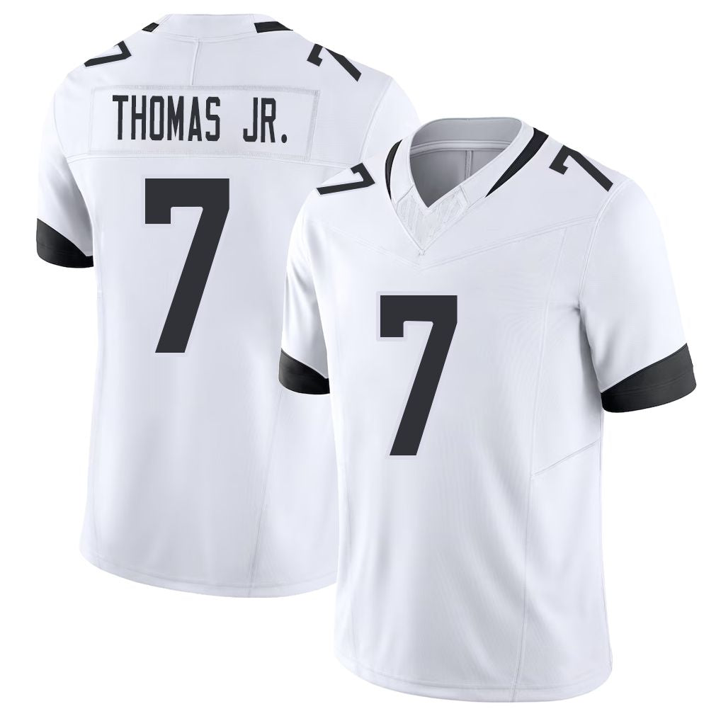Jacksonville #7 Brian Football V Neck Short Sleeve White Jersey Thomas Jr. For Men Youth Women Gift