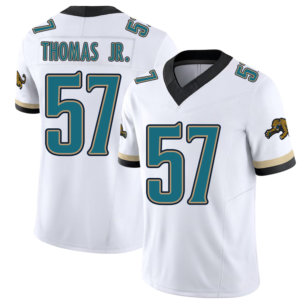Jacksonville #57 Bryan Football V Neck Short Sleeve White Jersey Thomas Jr. For Men Youth Women Gift