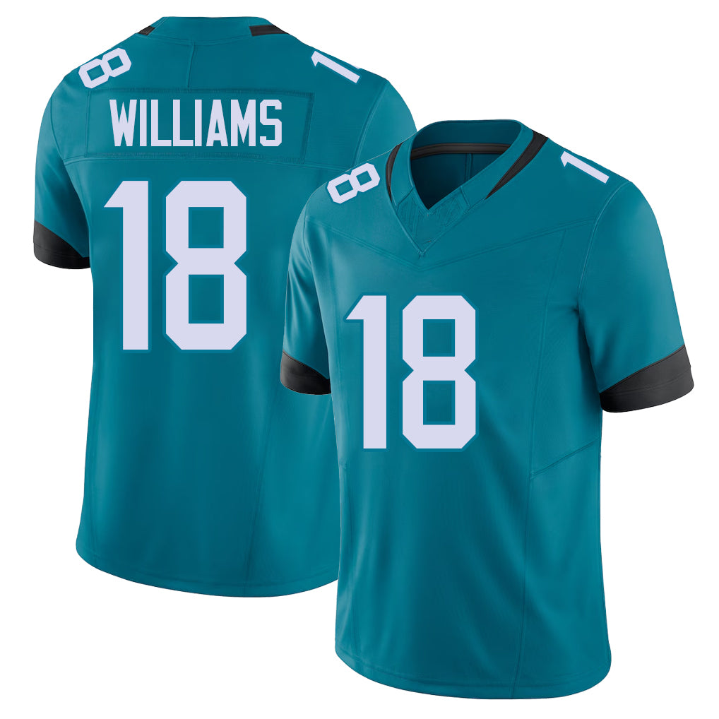 Jacksonville #18 C.J. Football V Neck Short Sleeve Teal Jersey Williams For Men Youth Women Gift