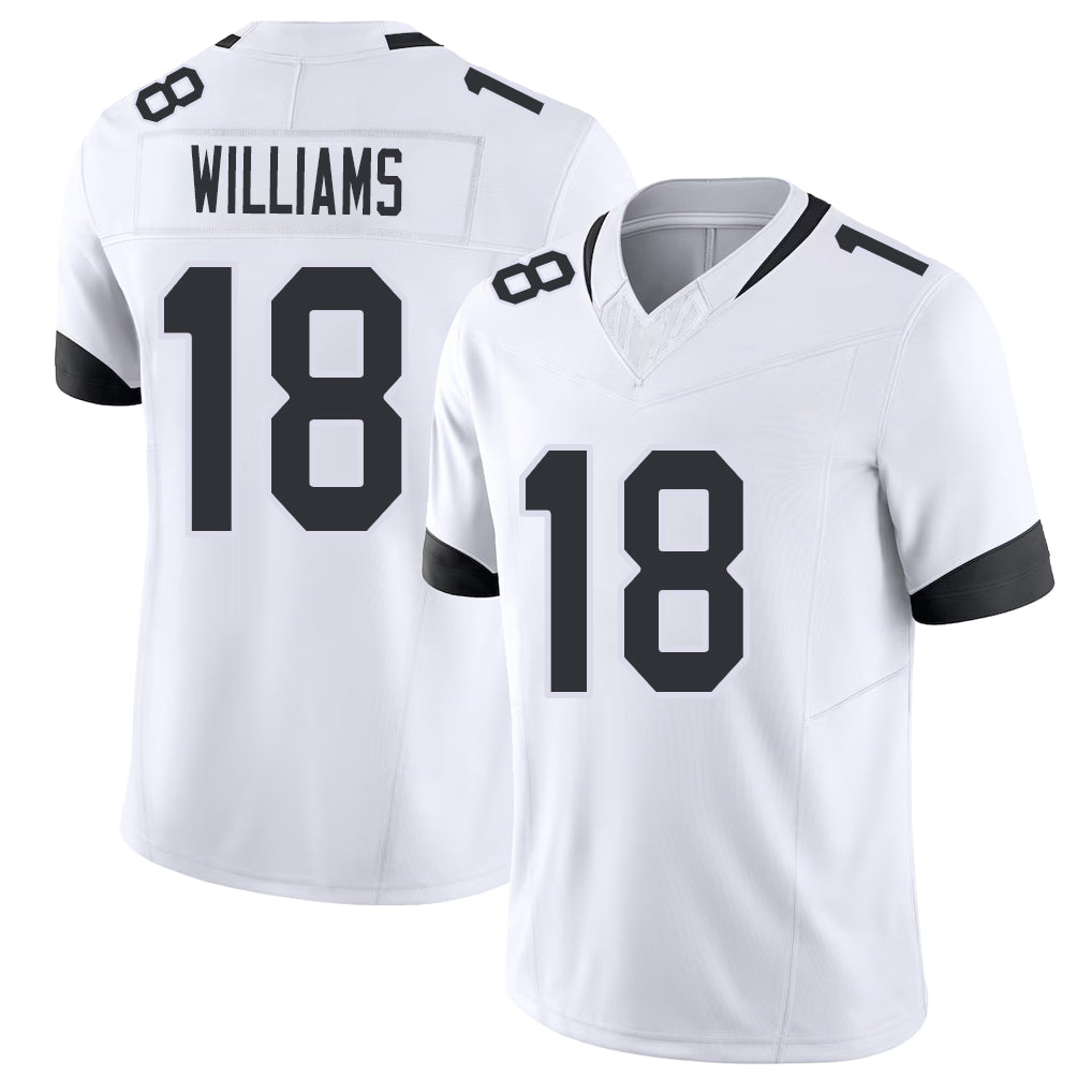 Jacksonville #18 C.J. Football V Neck Short Sleeve White Jersey Williams For Men Youth Women Gift