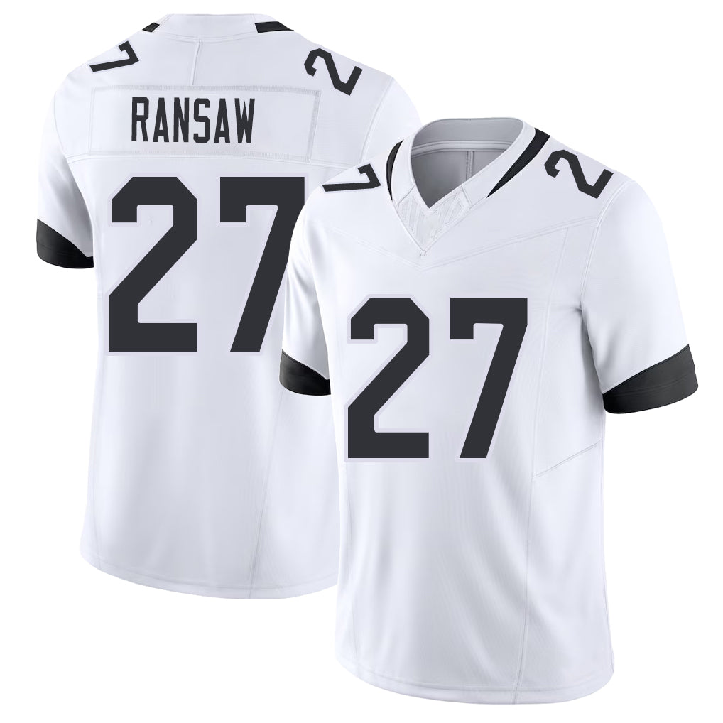 Jacksonville #27 Caleb Football V Neck Short Sleeve White Jersey Ransaw For Men Youth Women Gift