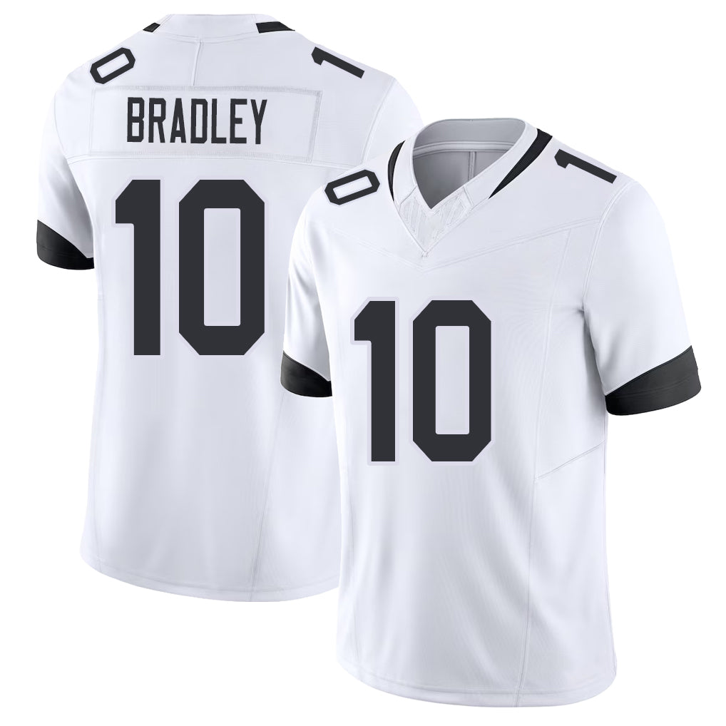 Jacksonville #10 Carter Football V Neck Short Sleeve White Jersey Bradley For Men Youth Women Gift