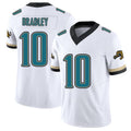 Jacksonville #10 Carter Football V Neck Short Sleeve White Jersey Bradley For Men Youth Women Gift