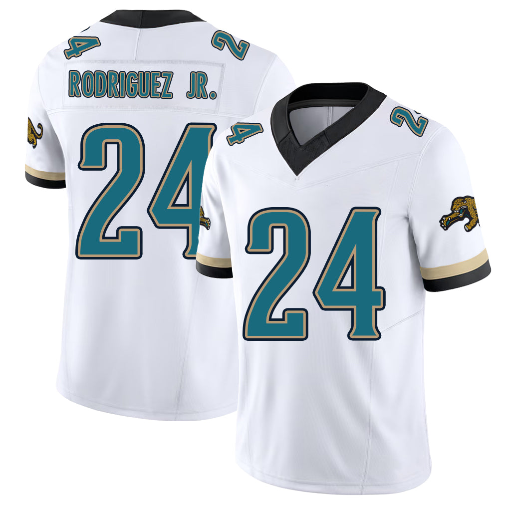 Jacksonville #24 Chris Football V Neck Short Sleeve White Jersey Rodriguez Jr. For Men Youth Women Gift