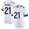 Jacksonville #21 Christian Football V Neck Short Sleeve White Jersey Braswell For Men Youth Women Gift