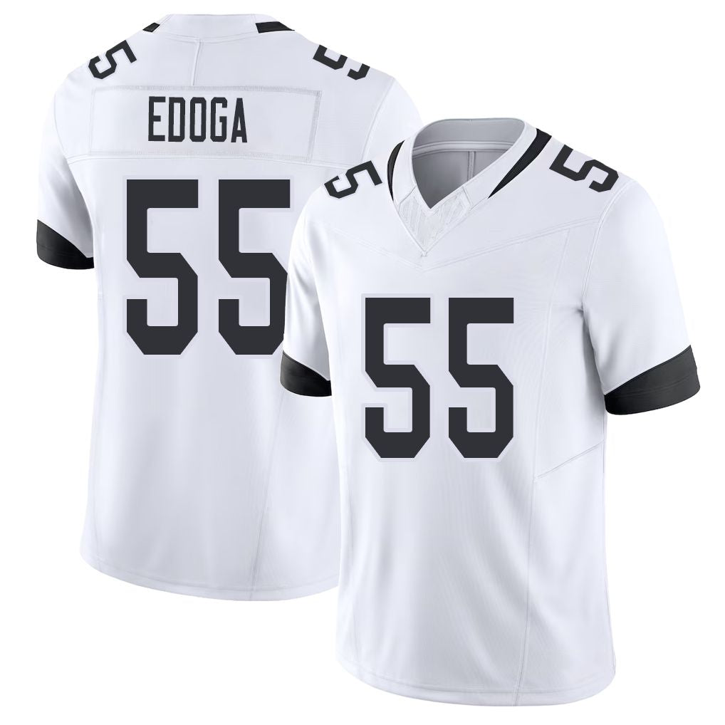 Jacksonville #55 Chuma Football V Neck Short Sleeve White Jersey Edoga For Men Youth Women Gift