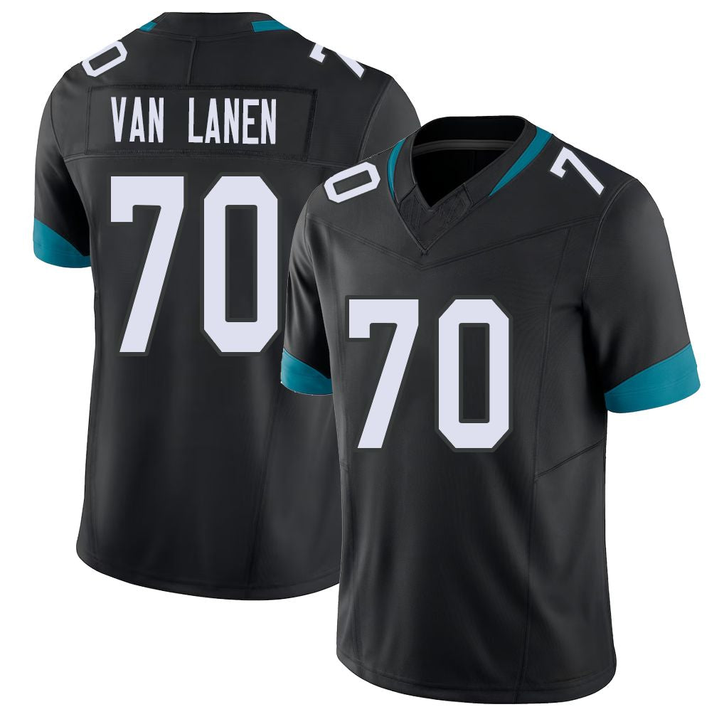 Jacksonville #70 Cole Football V Neck Short Sleeve Black Jersey Van Lanen For Men Youth Women Gift
