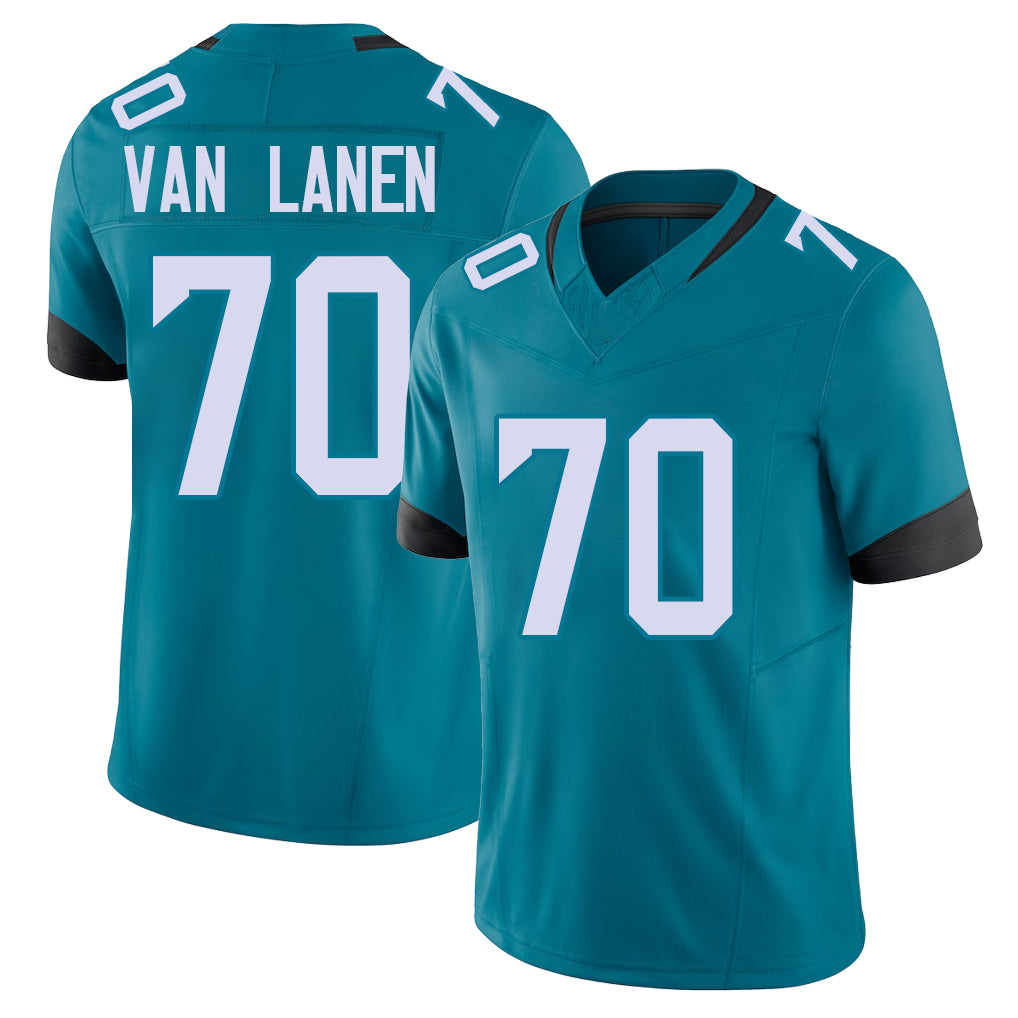 Jacksonville #70 Cole Football V Neck Short Sleeve Teal Jersey Van Lanen For Men Youth Women Gift