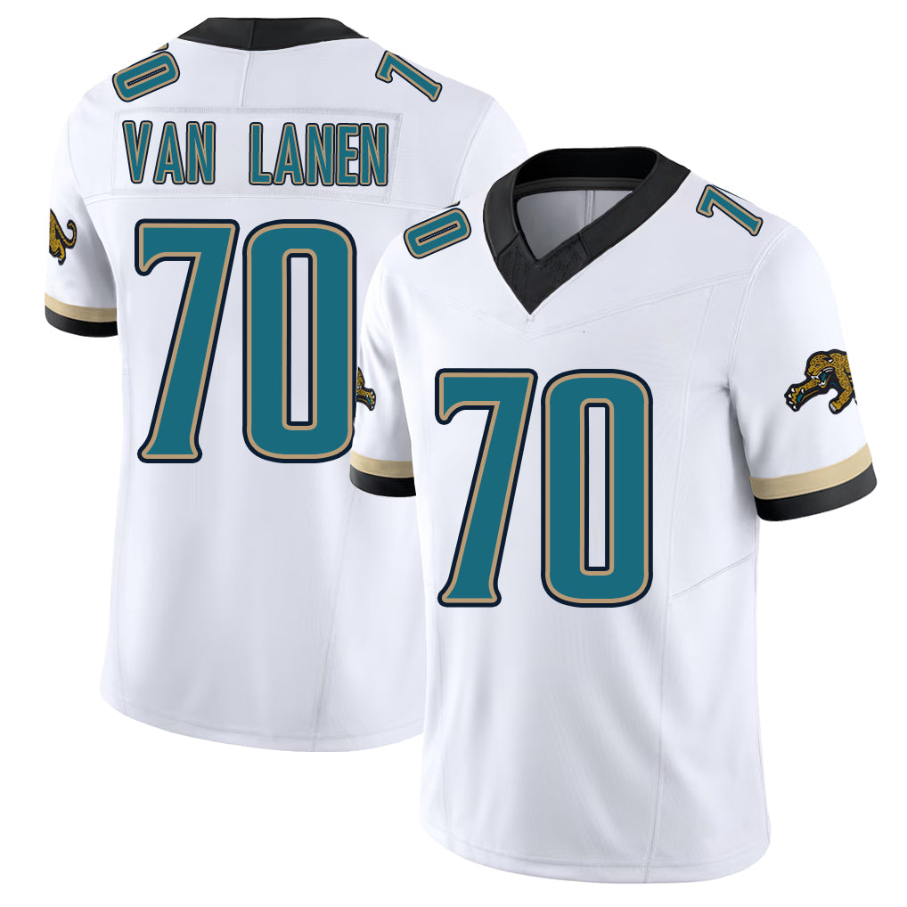 Jacksonville #70 Cole Football V Neck Short Sleeve White Jersey Van Lanen For Men Youth Women Gift
