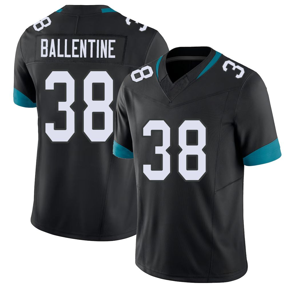Jacksonville #38 Corey Football V Neck Short Sleeve Black Jersey Ballentine For Men Youth Women Gift