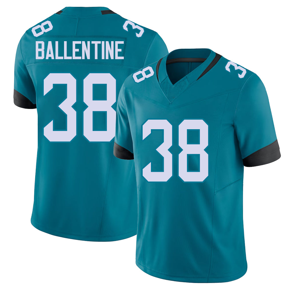 Jacksonville #38 Corey Football V Neck Short Sleeve Teal Jersey Ballentine For Men Youth Women Gift