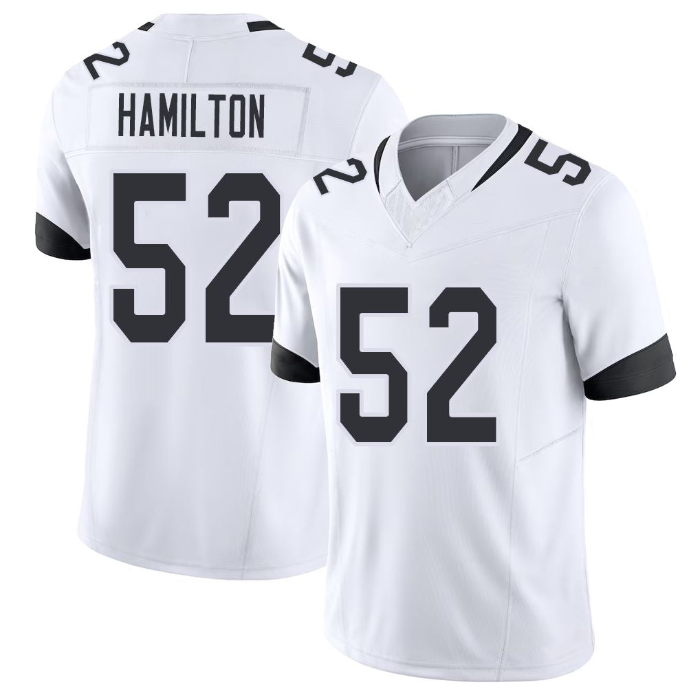 Jacksonville #52 DaVon Football V Neck Short Sleeve White Jersey Hamilton For Men Youth Women Gift