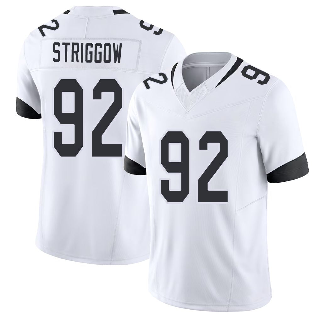 Jacksonville #92 Danny Football V Neck Short Sleeve White Jersey Striggow For Men Youth Women Gift