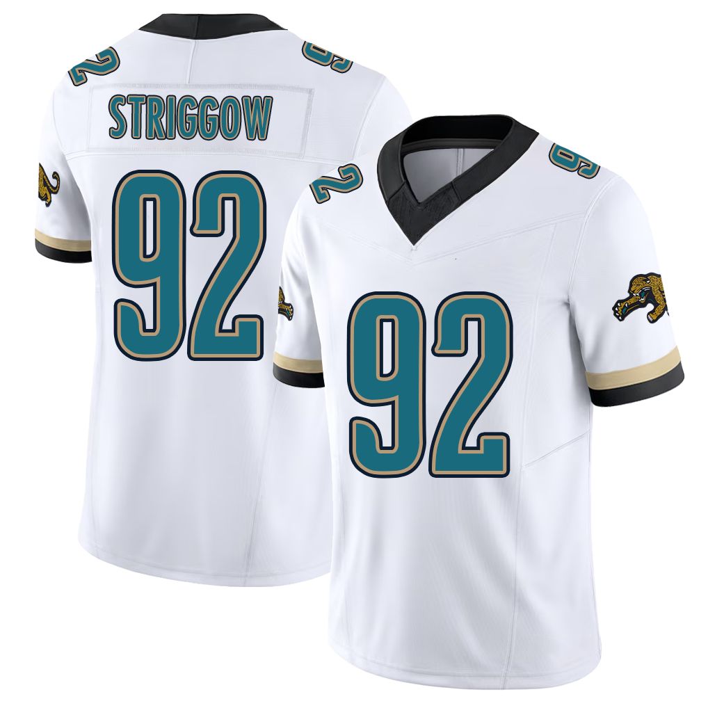 Jacksonville #92 Danny Football V Neck Short Sleeve White Jersey Striggow For Men Youth Women Gift