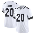 Jacksonville #20 DeeJay Football V Neck Short Sleeve White Jersey Dallas For Men Youth Women Gift