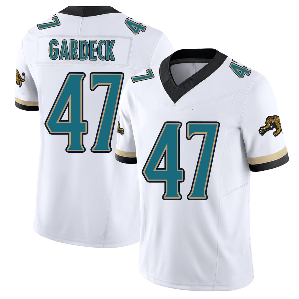 Jacksonville #47 Dennis Football V Neck Short Sleeve White Jersey Gardeck For Men Youth Women Gift