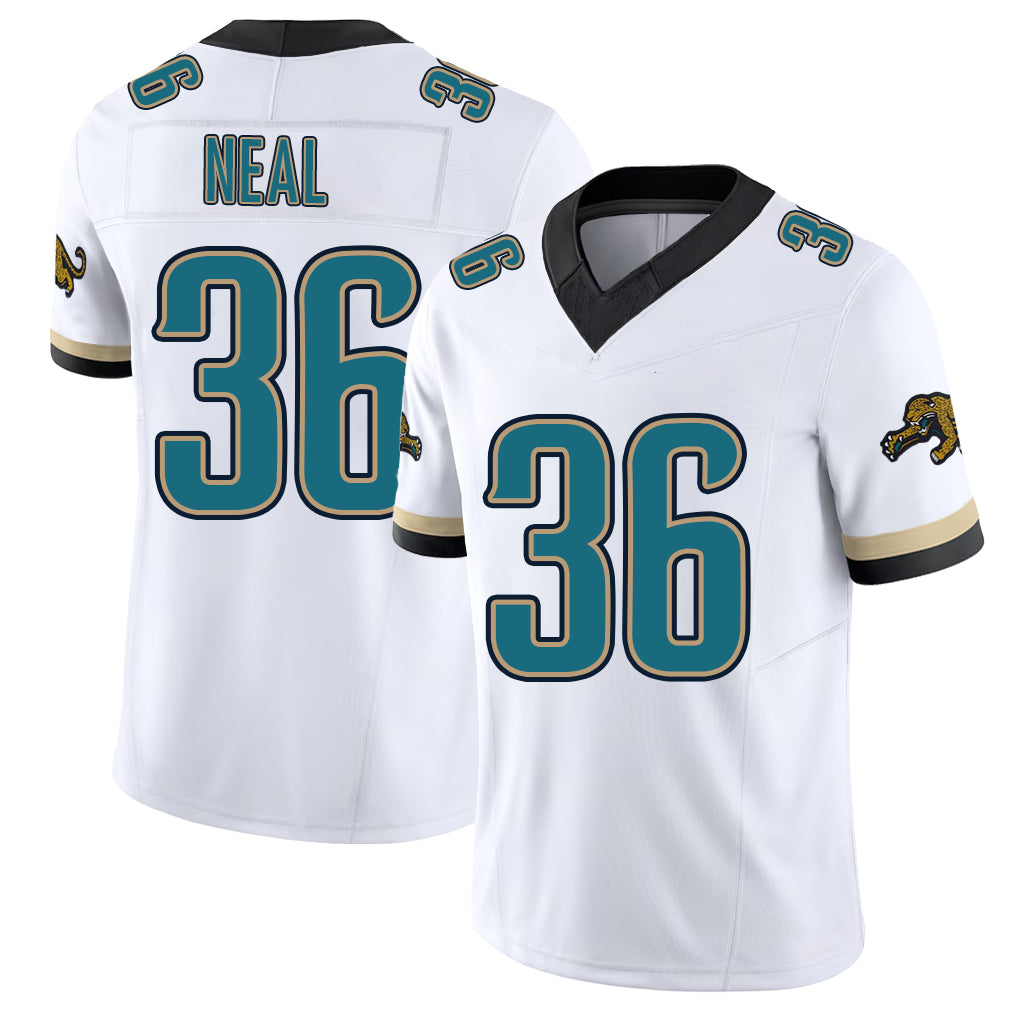 Jacksonville #36 Devin Football V Neck Short Sleeve White Jersey Neal For Men Youth Women Gift