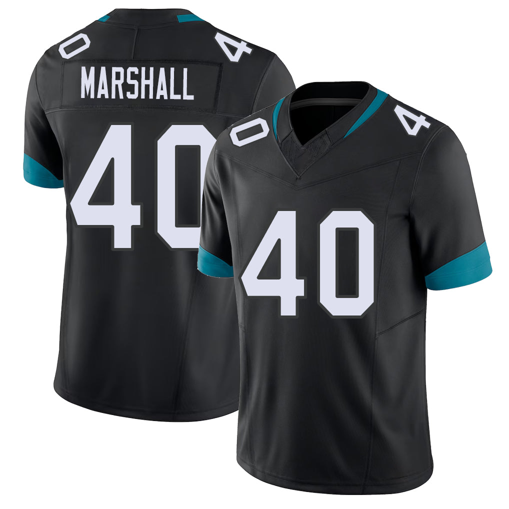 Jacksonville #40 Devon Football V Neck Short Sleeve Black Jersey Marshall For Men Youth Women Gift
