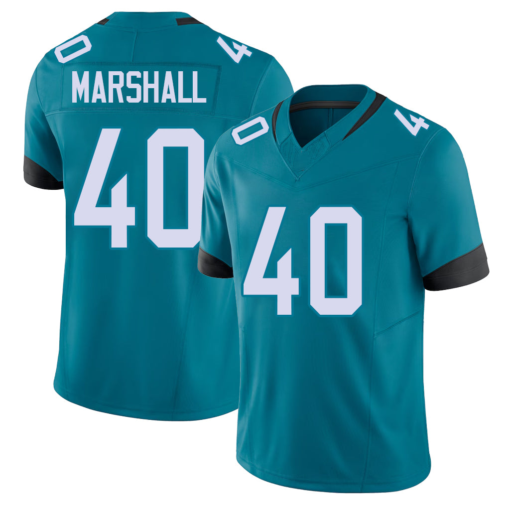 Jacksonville #40 Devon Football V Neck Short Sleeve Teal Jersey Marshall For Men Youth Women Gift