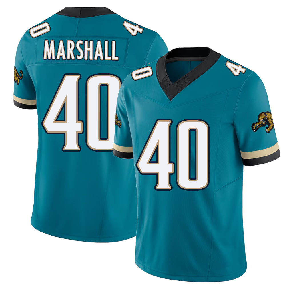 Jacksonville #40 Devon Football V Neck Short Sleeve Teal Jersey Marshall For Men Youth Women Gift