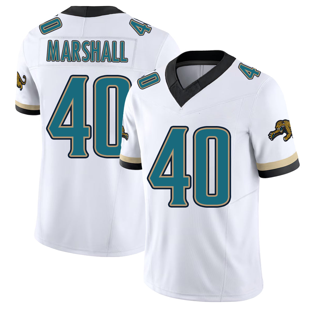 Jacksonville #40 Devon Football V Neck Short Sleeve White Jersey Marshall For Men Youth Women Gift