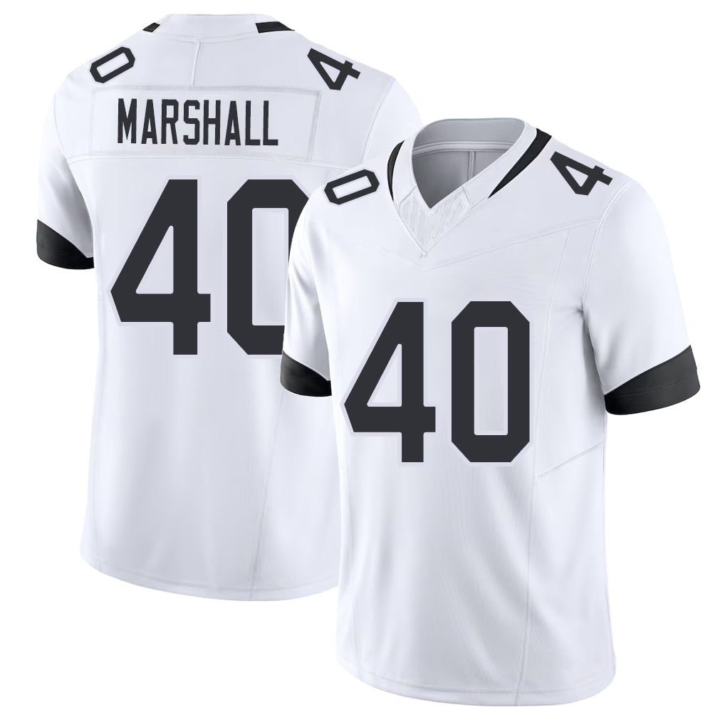 Jacksonville #40 Devon Football V Neck Short Sleeve White Jersey Marshall For Men Youth Women Gift