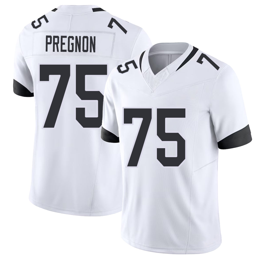 Jacksonville #75 Emmanuel Football V Neck Short Sleeve White Jersey Pregnon For Men Youth Women Gift