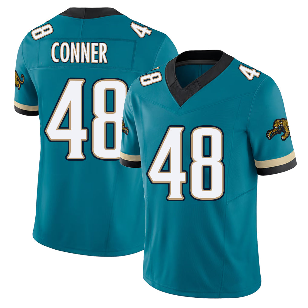 Jacksonville #48 Ethan Football V Neck Short Sleeve Teal Jersey Conner For Men Youth Women Gift