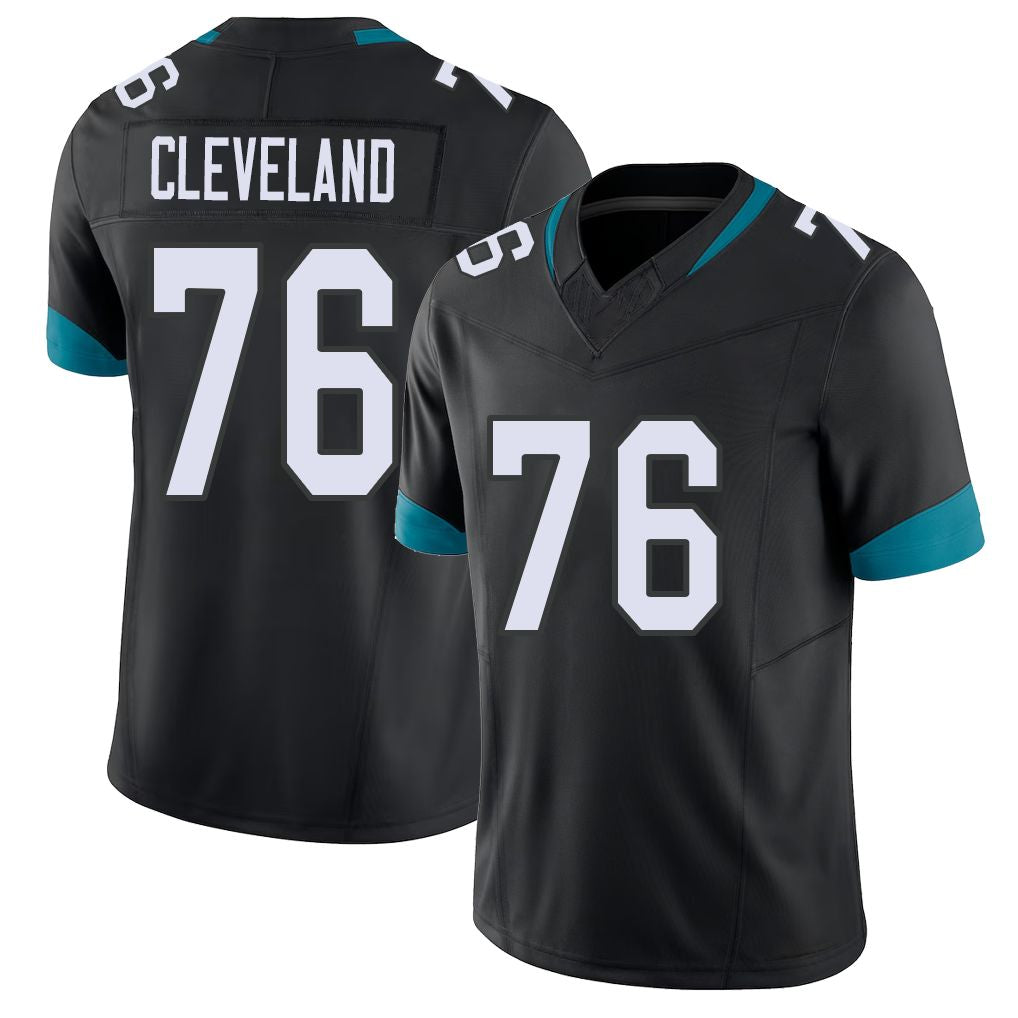 Jacksonville #76 Ezra Football V Neck Short Sleeve Black Jersey Cleveland For Men Youth Women Gift