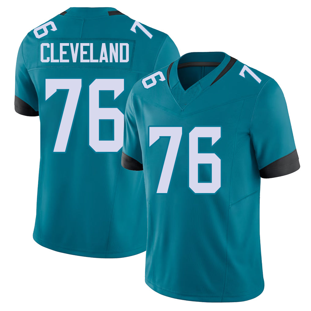 Jacksonville #76 Ezra Football V Neck Short Sleeve Teal Jersey Cleveland For Men Youth Women Gift