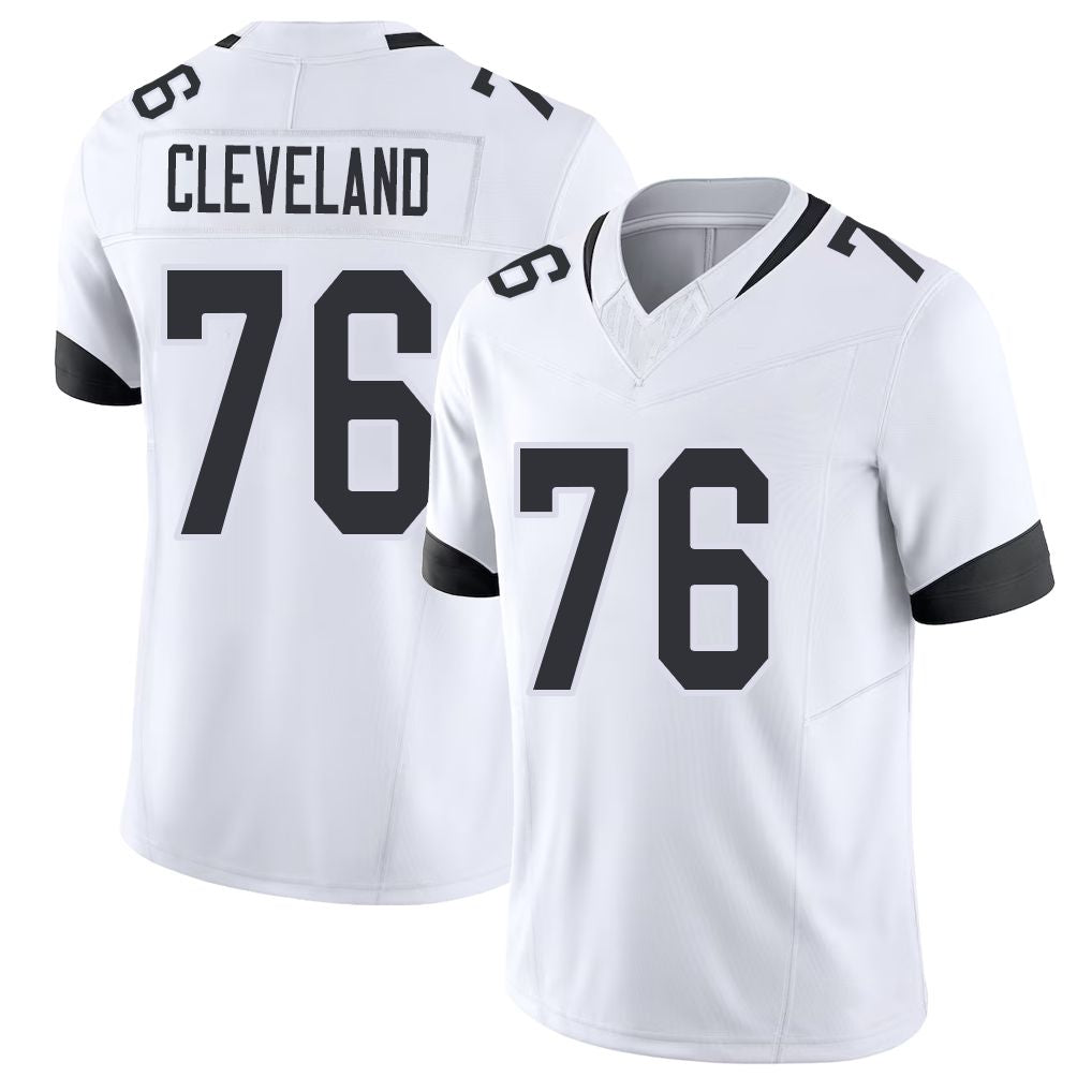 Jacksonville #76 Ezra Football V Neck Short Sleeve White Jersey Cleveland For Men Youth Women Gift