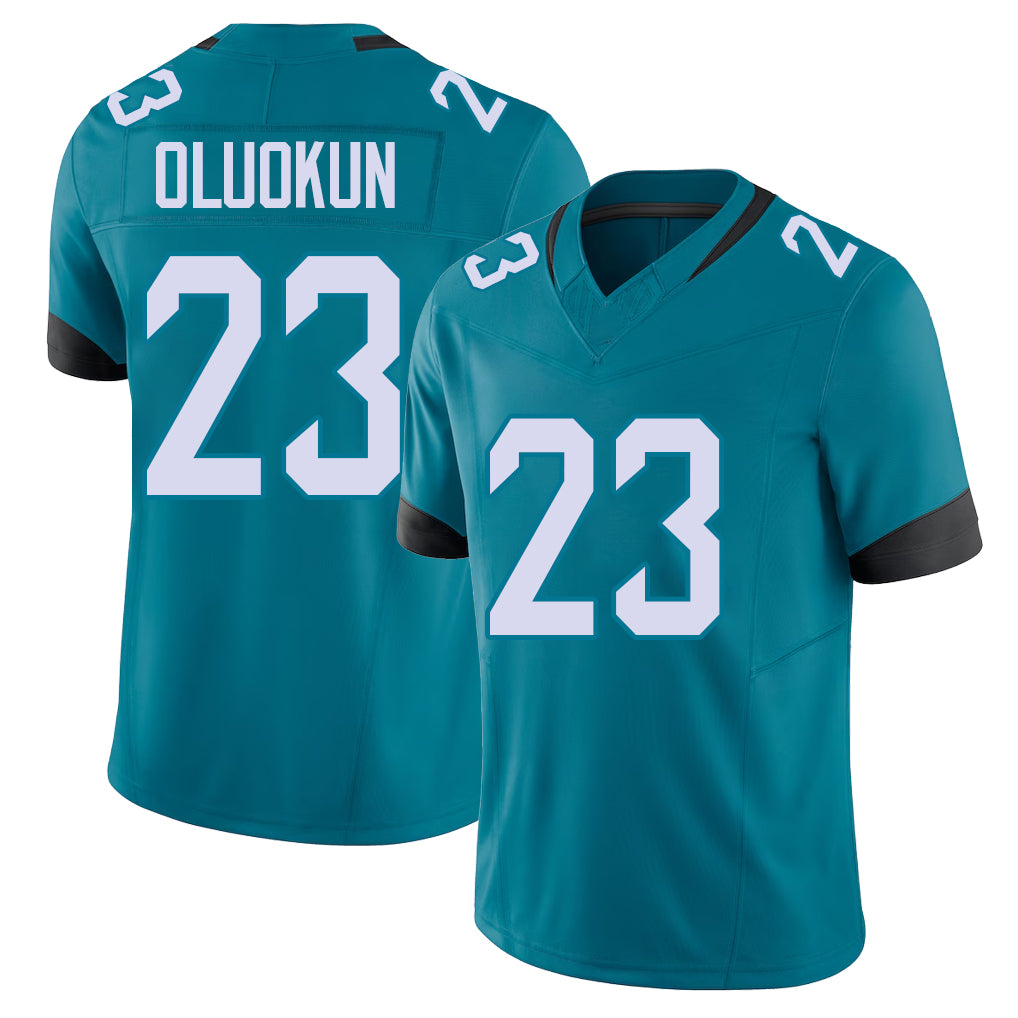 Jacksonville #23 Foye Football V Neck Short Sleeve Teal Jersey Oluokun For Men Youth Women Gift