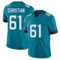 Jacksonville #61 Christian Football V Neck Short Sleeve Teal Jersey Geron For Men Youth Women Gift