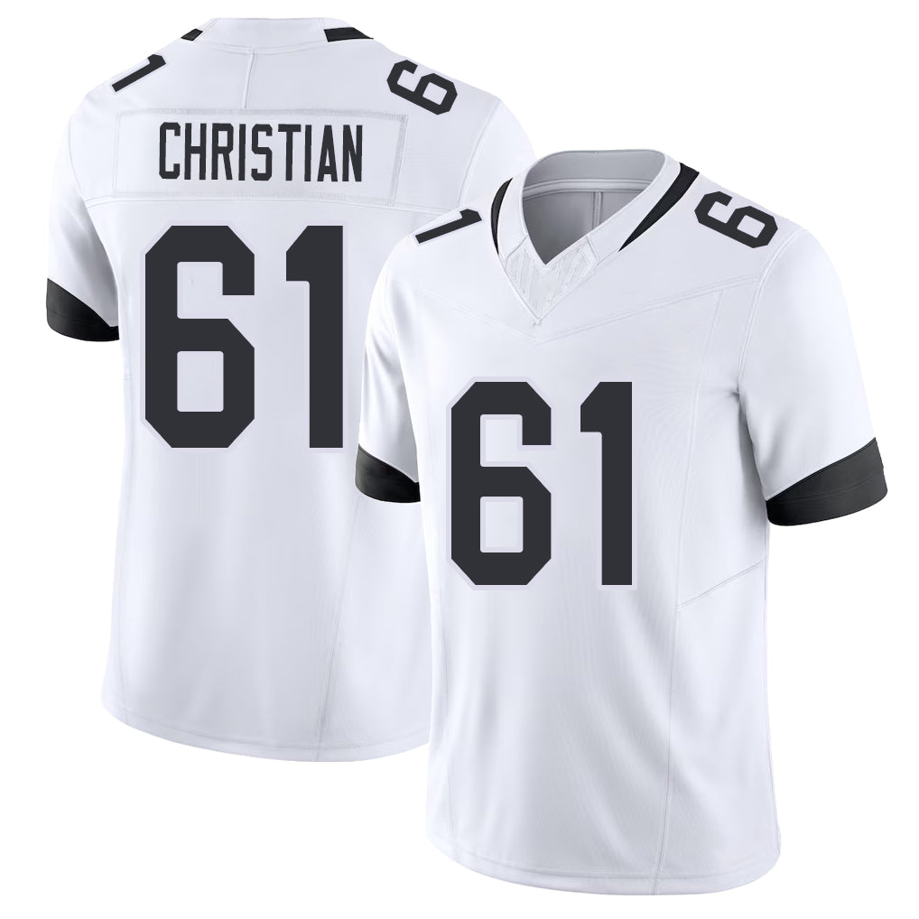 Jacksonville #61 Christian Football V Neck Short Sleeve White Jersey Geron For Men Youth Women Gift