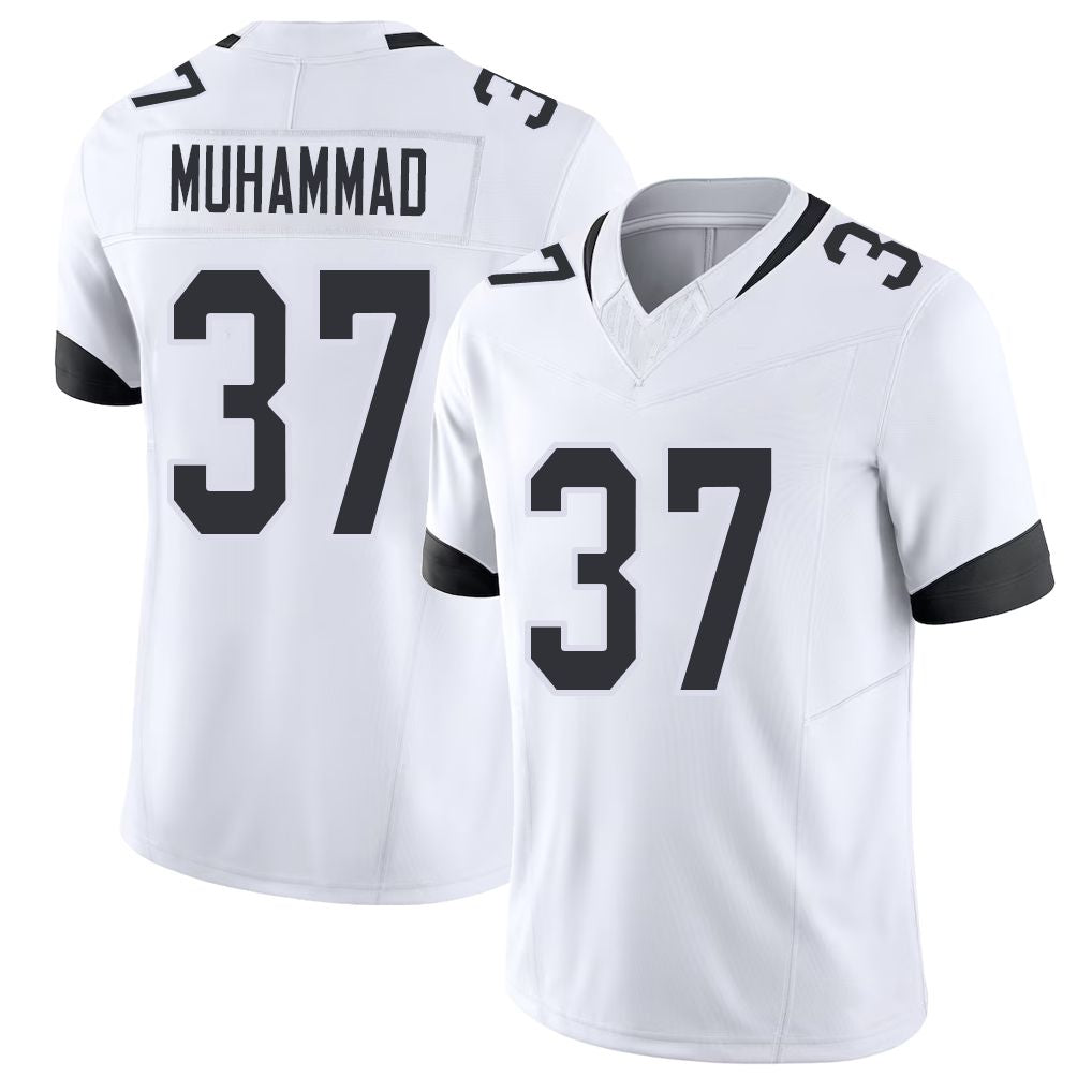 Jacksonville #37 Muhammad Football V Neck Short Sleeve White Jersey Jabbar For Men Youth Women Gift