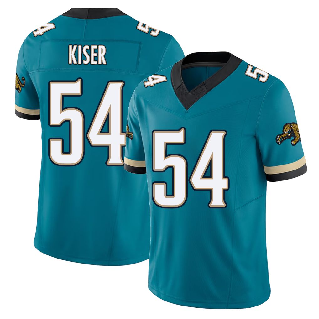 Jacksonville #54 Kiser Football V Neck Short Sleeve Teal Jersey Jack For Men Youth Women Gift