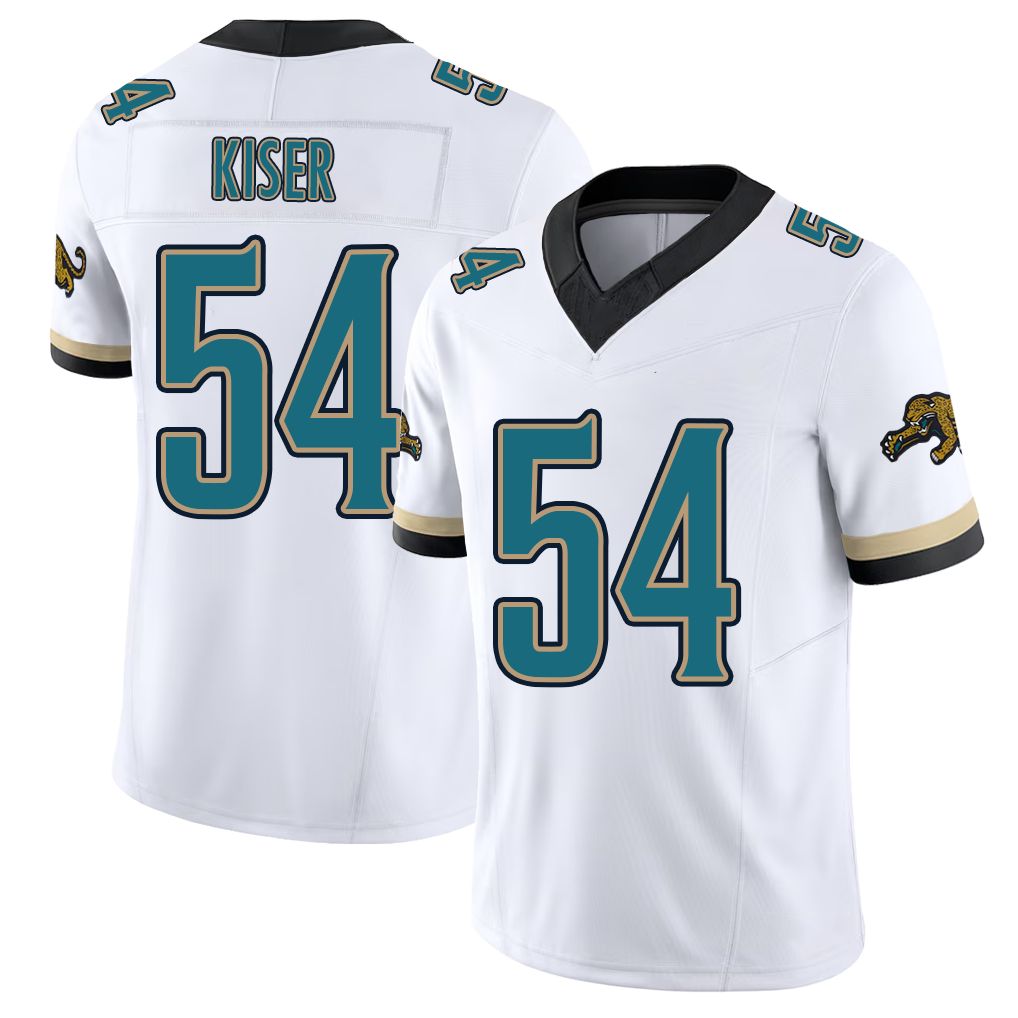 Jacksonville #54 Kiser Football V Neck Short Sleeve White Jersey Jack For Men Youth Women Gift