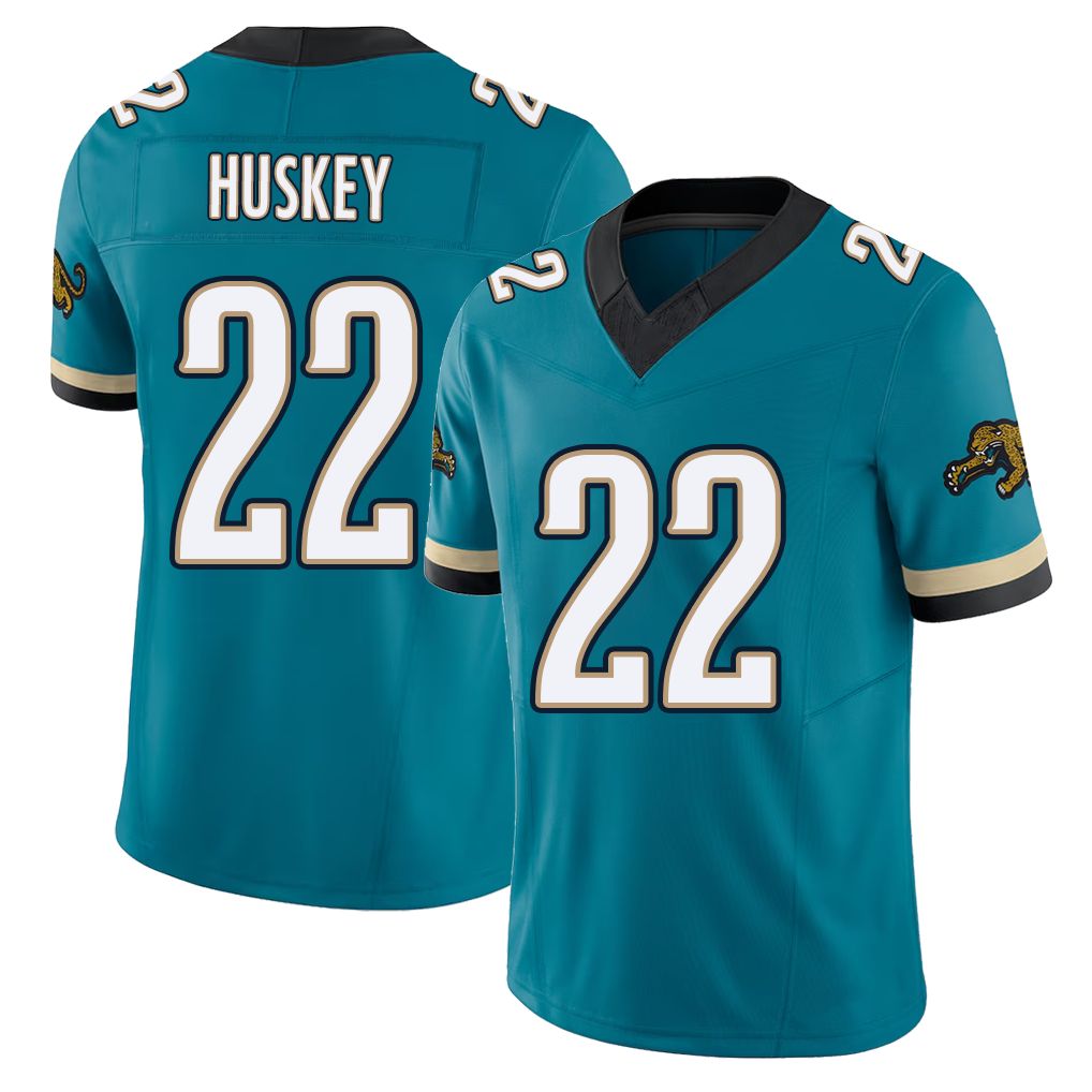 Jacksonville #22 Huskey Football V Neck Short Sleeve Teal Jersey Jalen For Men Youth Women Gift