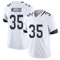 Jacksonville #35 McLeod Football V Neck Short Sleeve White Jersey Jalen For Men Youth Women Gift