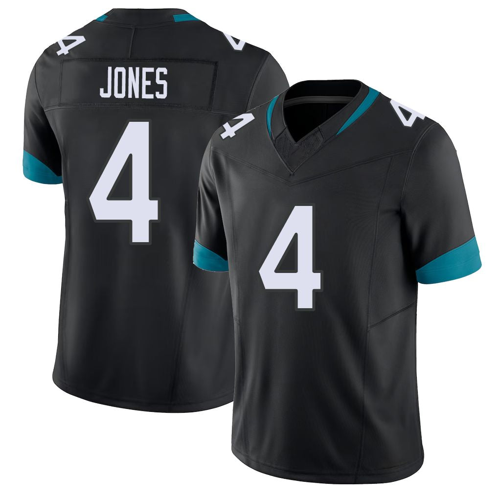 Jacksonville #4 Jones Football V Neck Short Sleeve Black Jersey Jarrian For Men Youth Women Gift