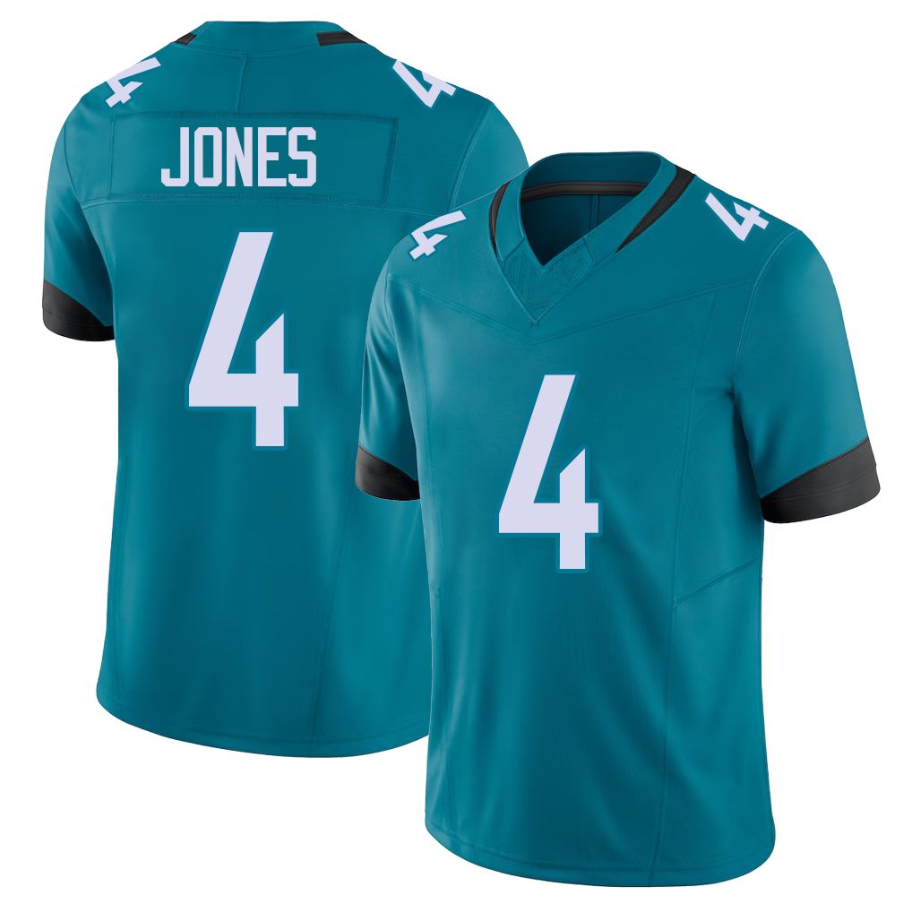 Jacksonville #4 Jones Football V Neck Short Sleeve Teal Jersey Jarrian For Men Youth Women Gift