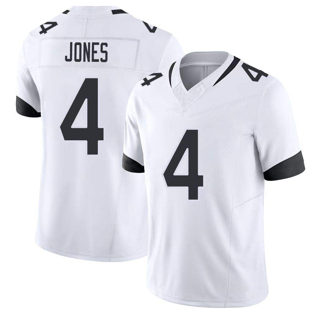 Jacksonville #4 Jones Football V Neck Short Sleeve White Jersey Jarrian For Men Youth Women Gift