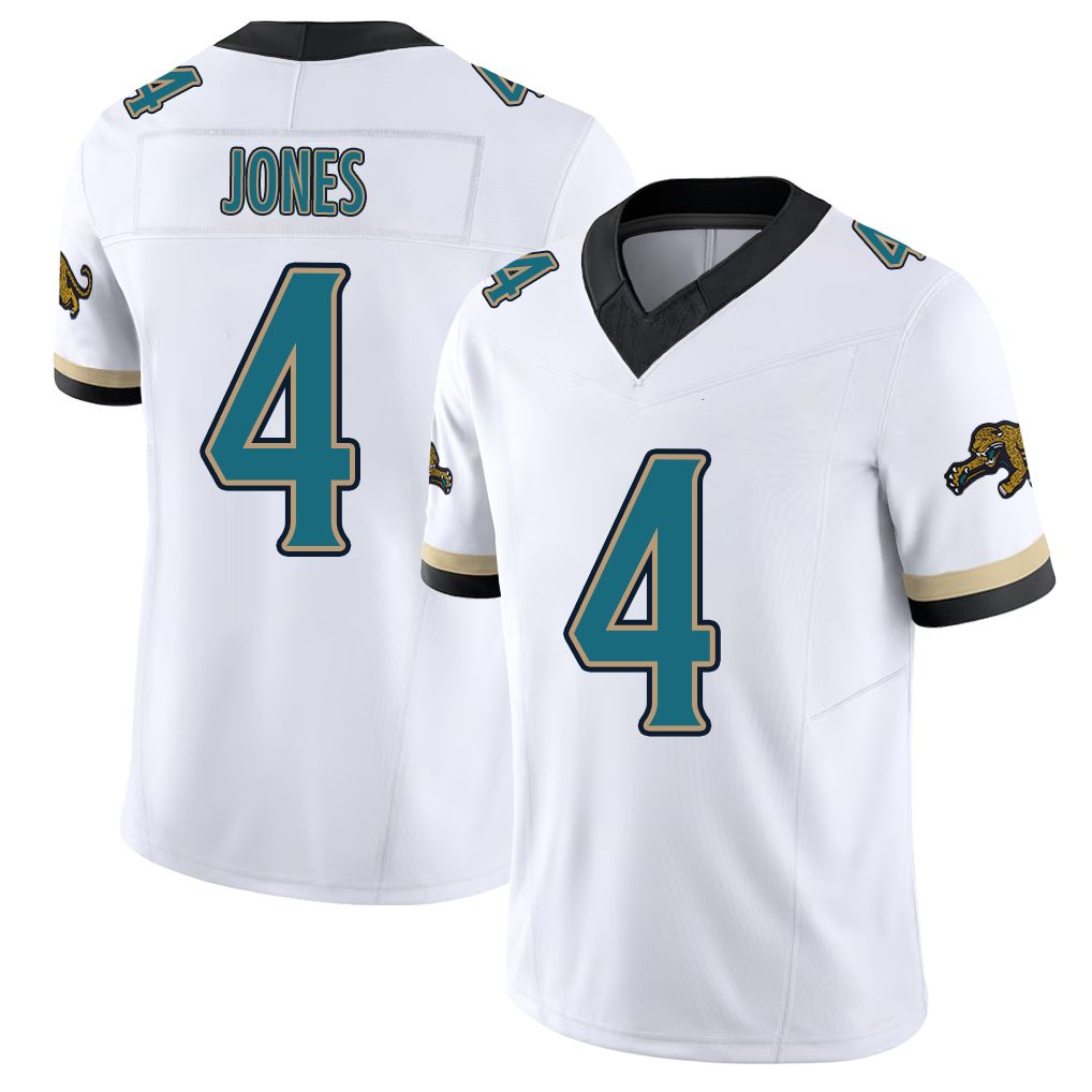 Jacksonville #4 Jones Football V Neck Short Sleeve White Jersey Jarrian For Men Youth Women Gift