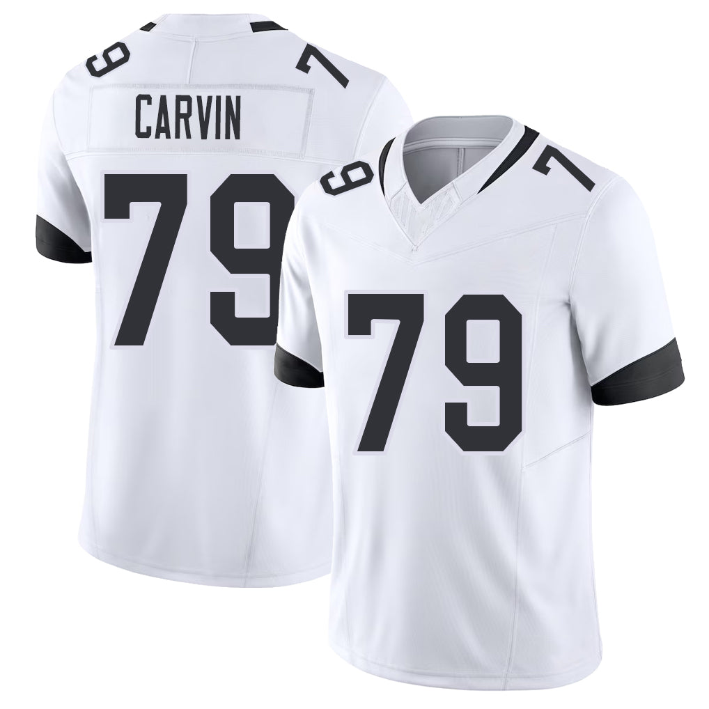 Jacksonville #79 Carvin Football V Neck Short Sleeve White Jersey Jerome For Men Youth Women Gift