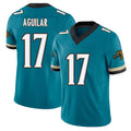 Jacksonville #17 Aguilar Football V Neck Short Sleeve Teal Jersey Joey For Men Youth Women Gift