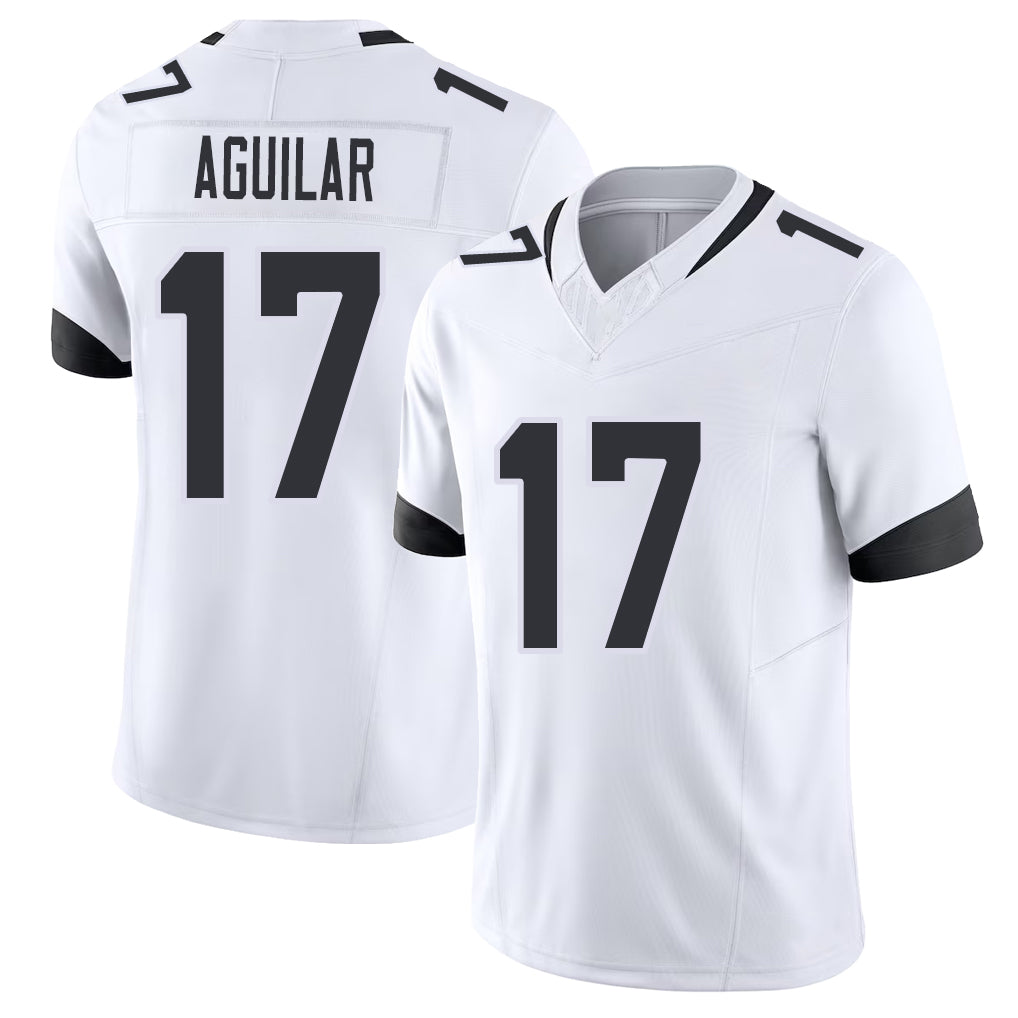 Jacksonville #17 Aguilar Football V Neck Short Sleeve White Jersey Joey For Men Youth Women Gift